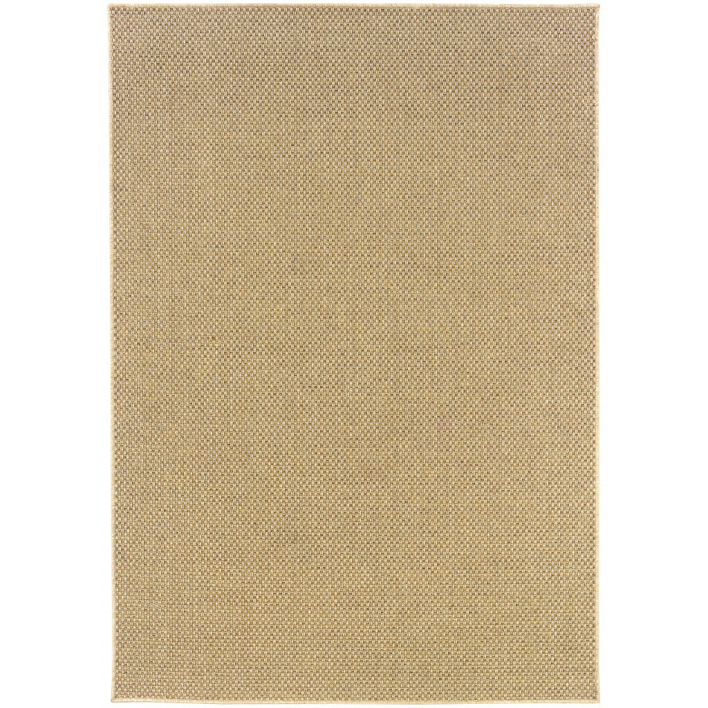 9X13 Solid Sand Beige Indoor Outdoor Area Rug
