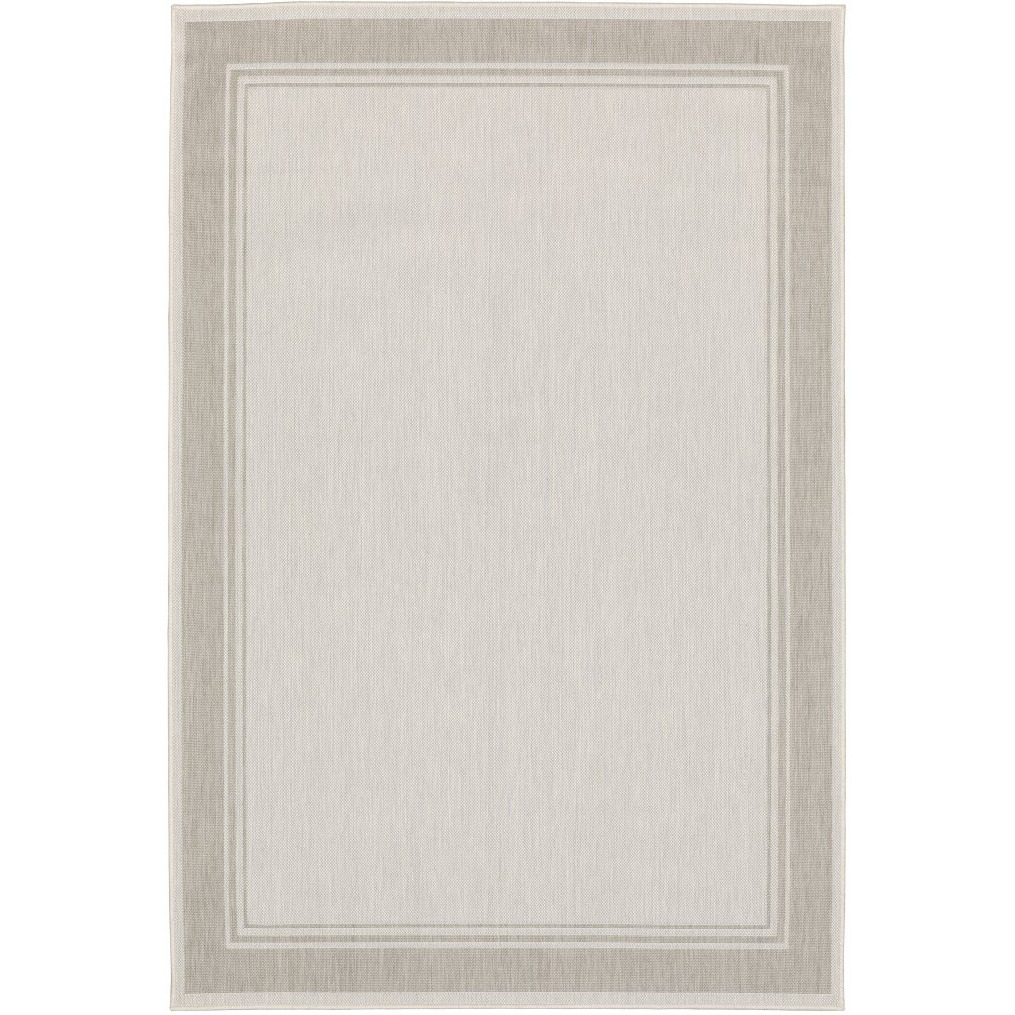 3X5 Ivory And Gray Bordered Indoor Outdoor Area Rug