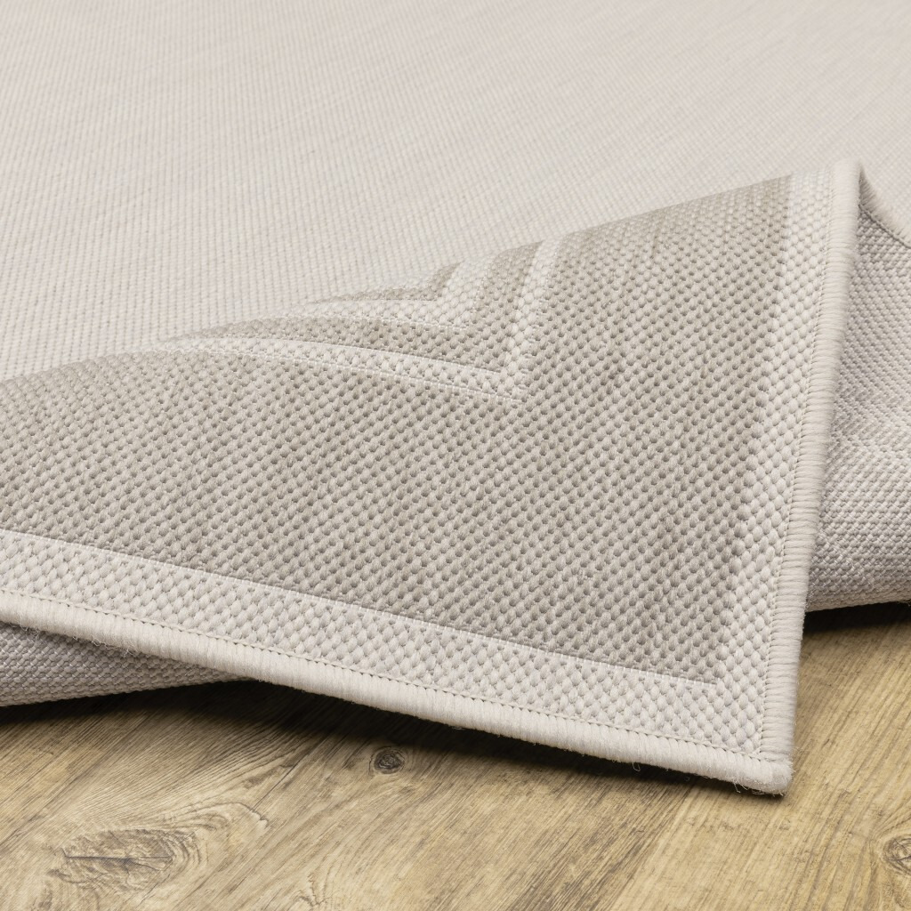3X5 Ivory And Gray Bordered Indoor Outdoor Area Rug