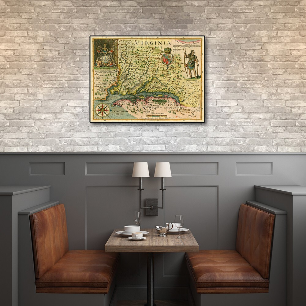 24"" X 32"" Map Of Virginia C1627 Vintage  Poster Wall Art