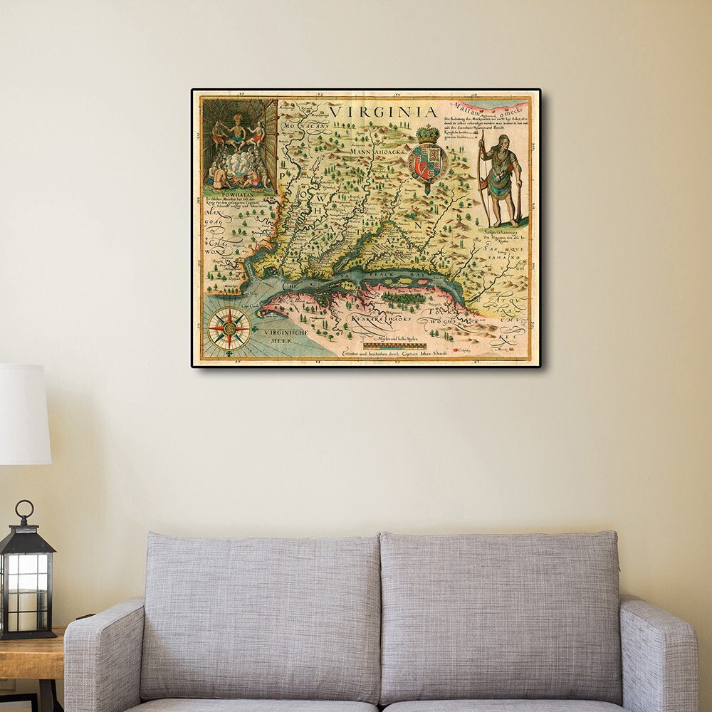 20"" X 28"" Map Of Virginia C1627 Vintage  Poster Wall Art