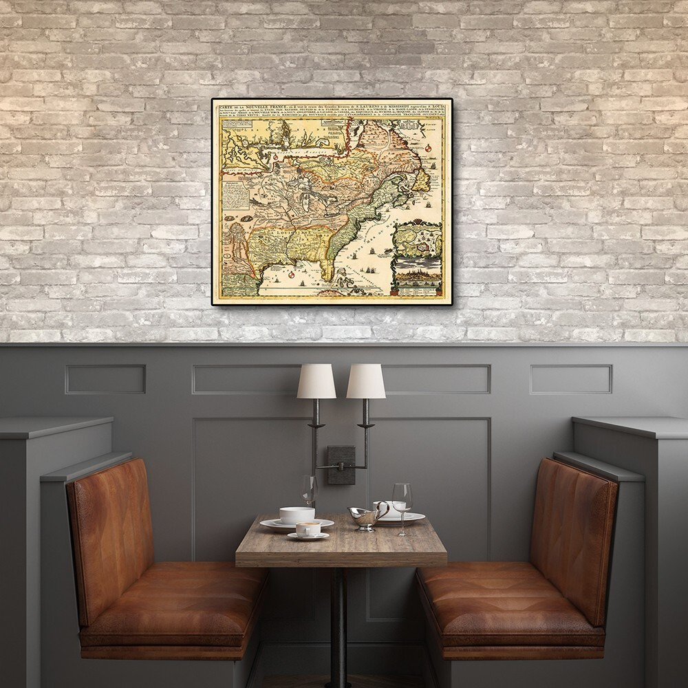 24"" X 28"" Vintage 1718 Map Of New France