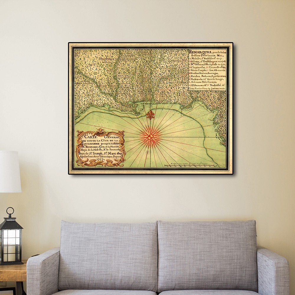 20"" X 24"" C1747 Map Of The Gulf Coast Vintage  Poster Wall Art