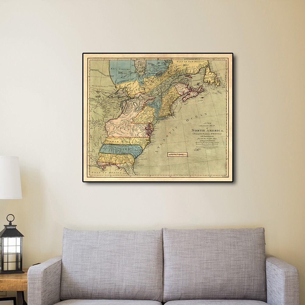 16"" X 20"" Vintage 1771  Map Of North America Wall Art