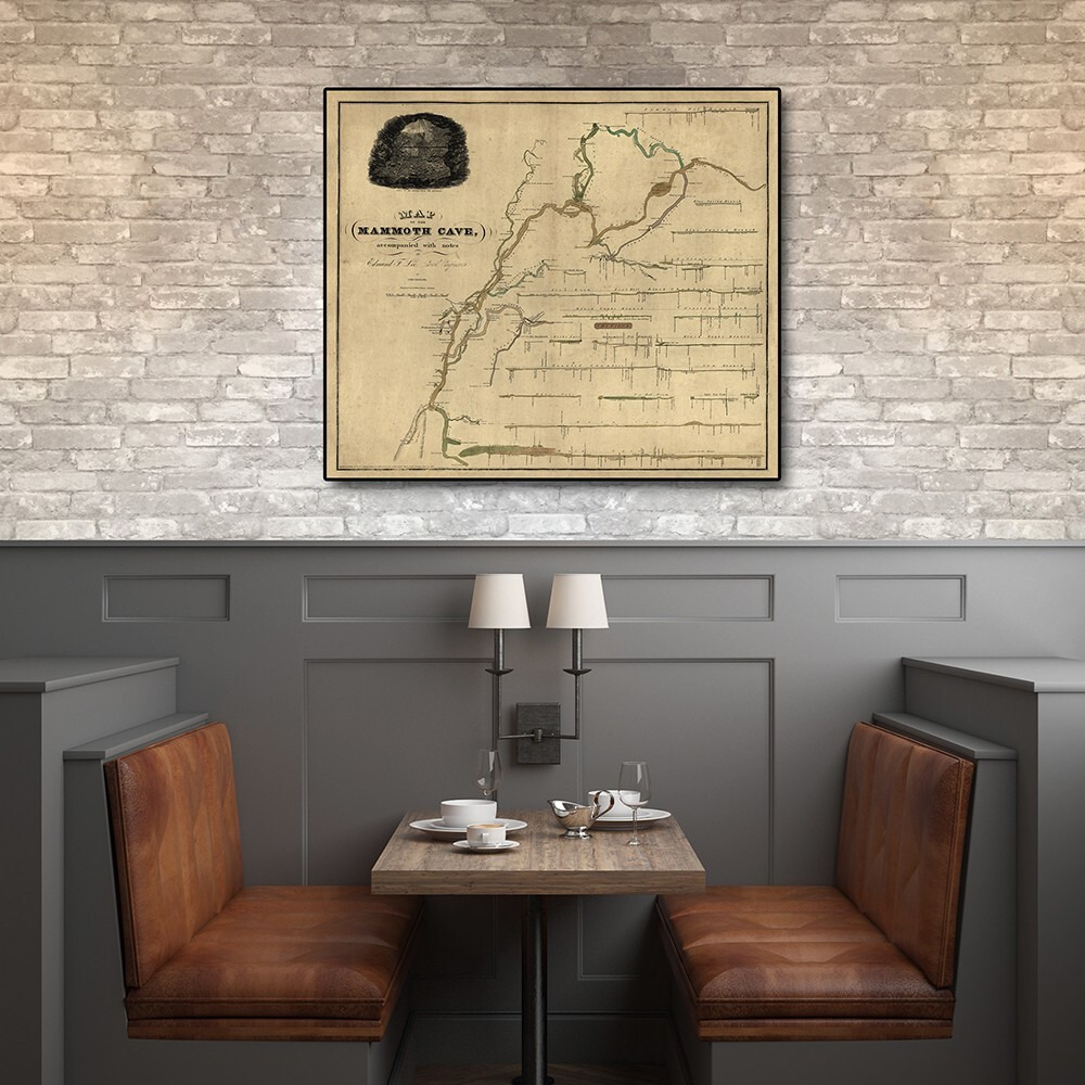 16"" X 20"" Map Of Kentucky Mammoth Cave Vintage Poster Wall Art