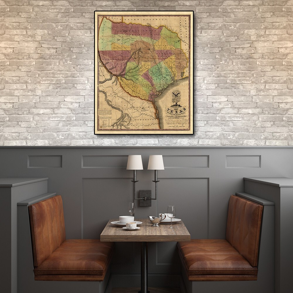 20"" X 24"" Texas And Surroundings C1837 Vintage Map Poster Wall Art