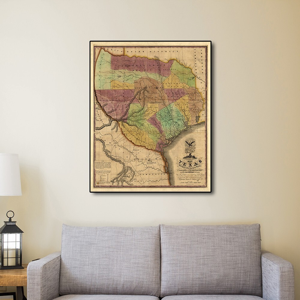 20"" X 24"" Texas And Surroundings C1837 Vintage Map Poster Wall Art