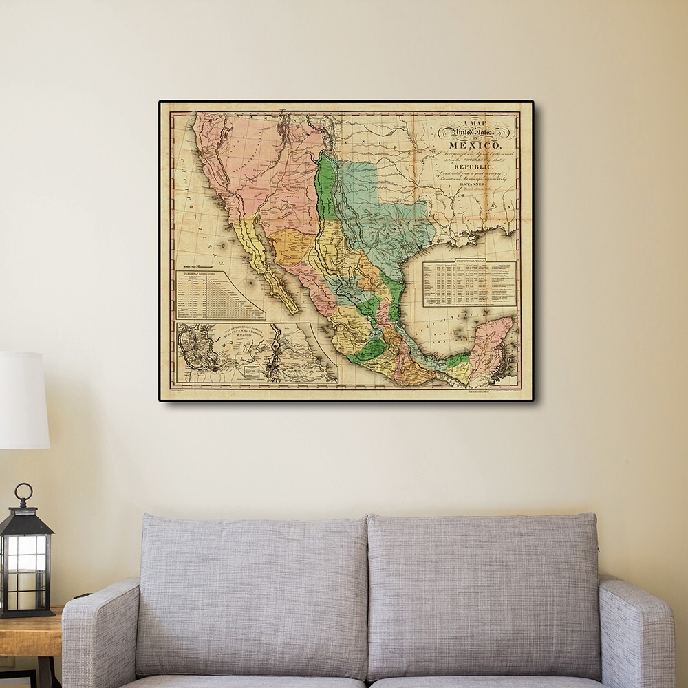 16"" X 20"" Vintage 1846 Map Of Mexico Wall Art