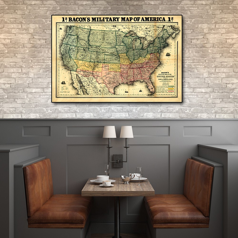 20"" X 30"" Vintage 1862 Civil War Map Wall Art