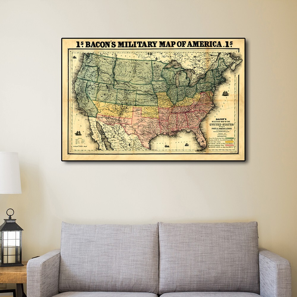 20"" X 30"" Vintage 1862 Civil War Map Wall Art