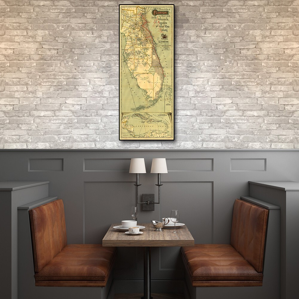 16"" X 36"" Map Of Jacksonville Florida Vintage Poster Wall Art