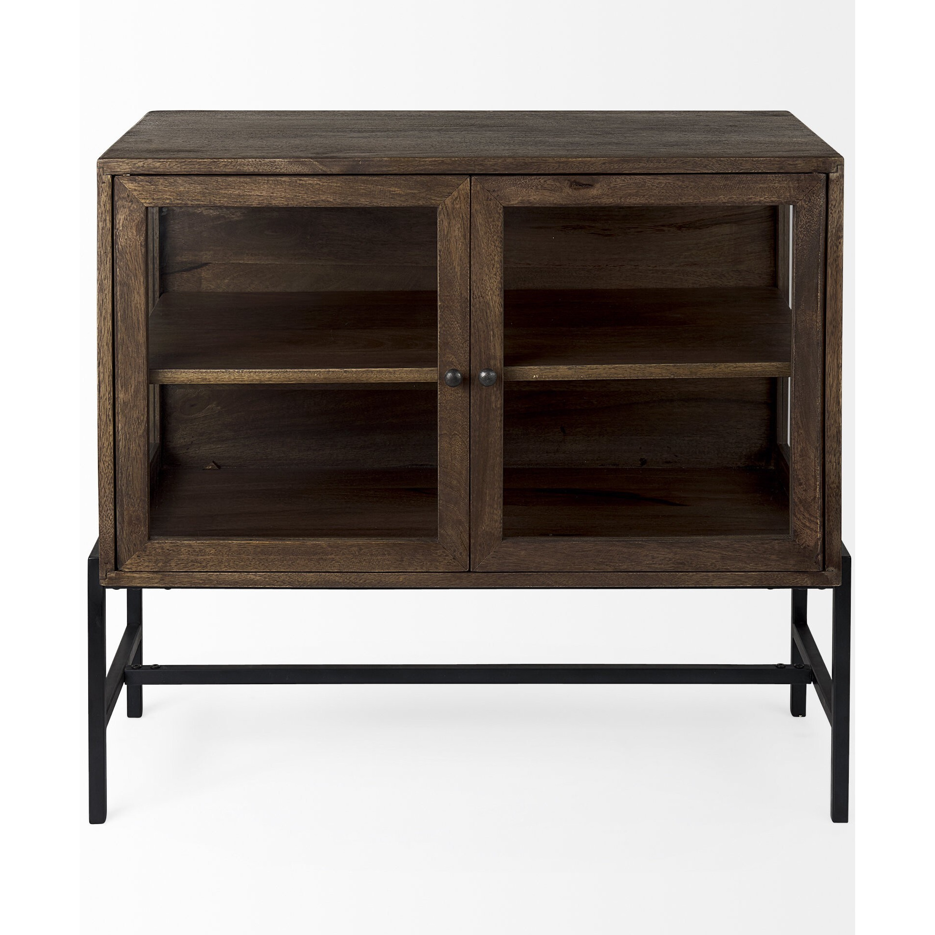 Rustic Dark Brown Two Door Shadowbox Cabinet