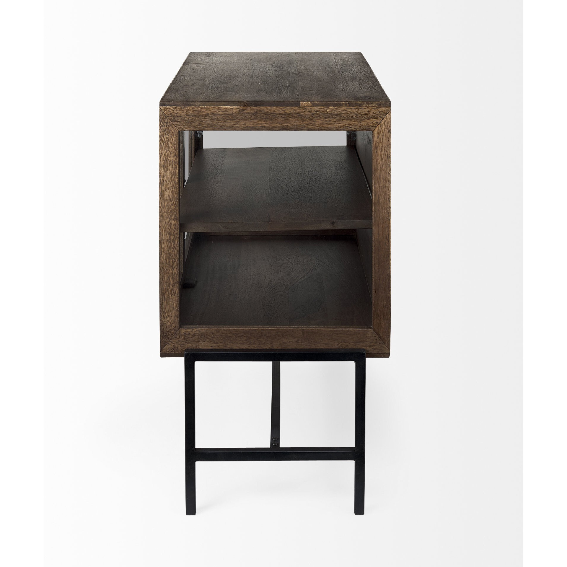 Rustic Dark Brown Two Door Shadowbox Cabinet