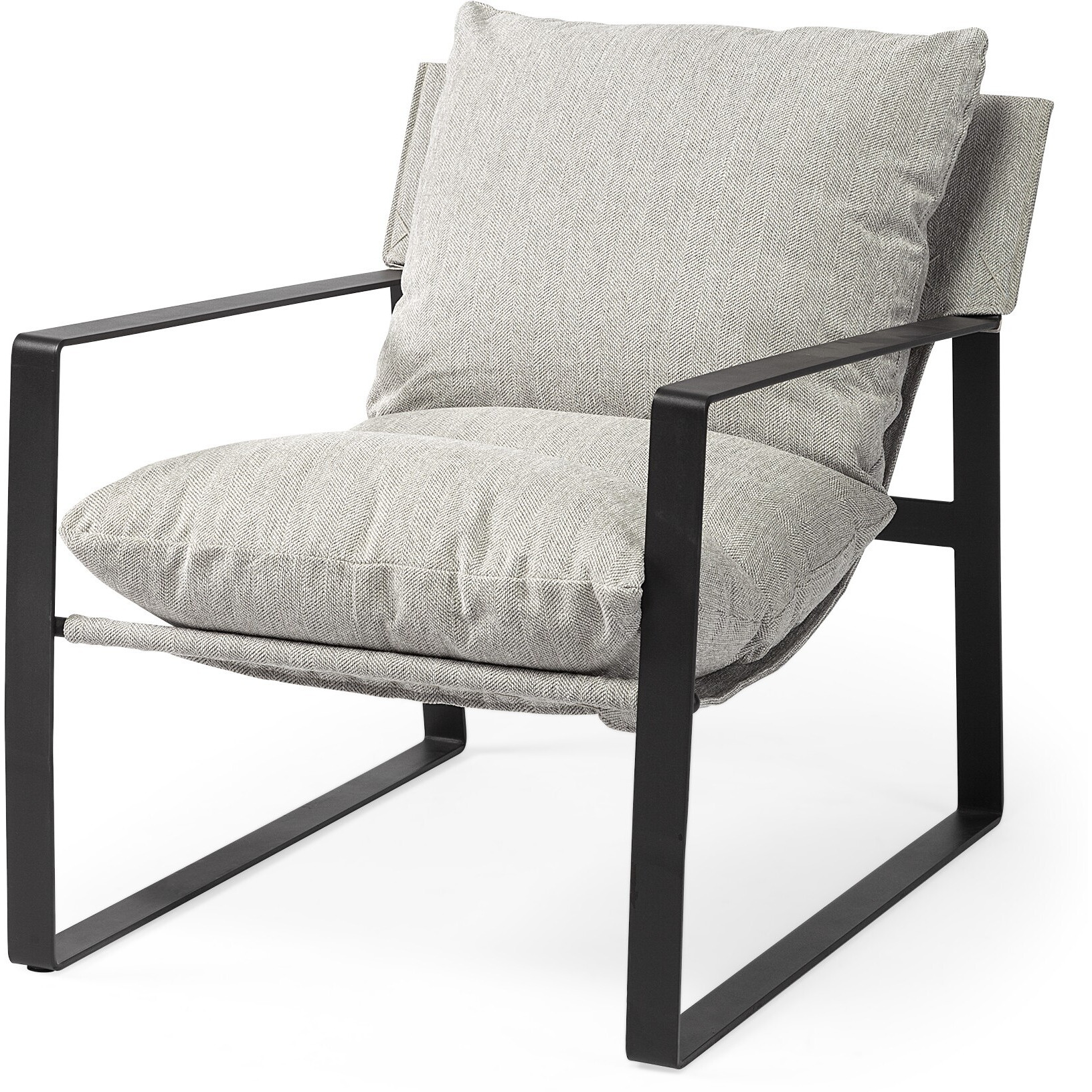 Ash Gray And Black Metal Sling Chair