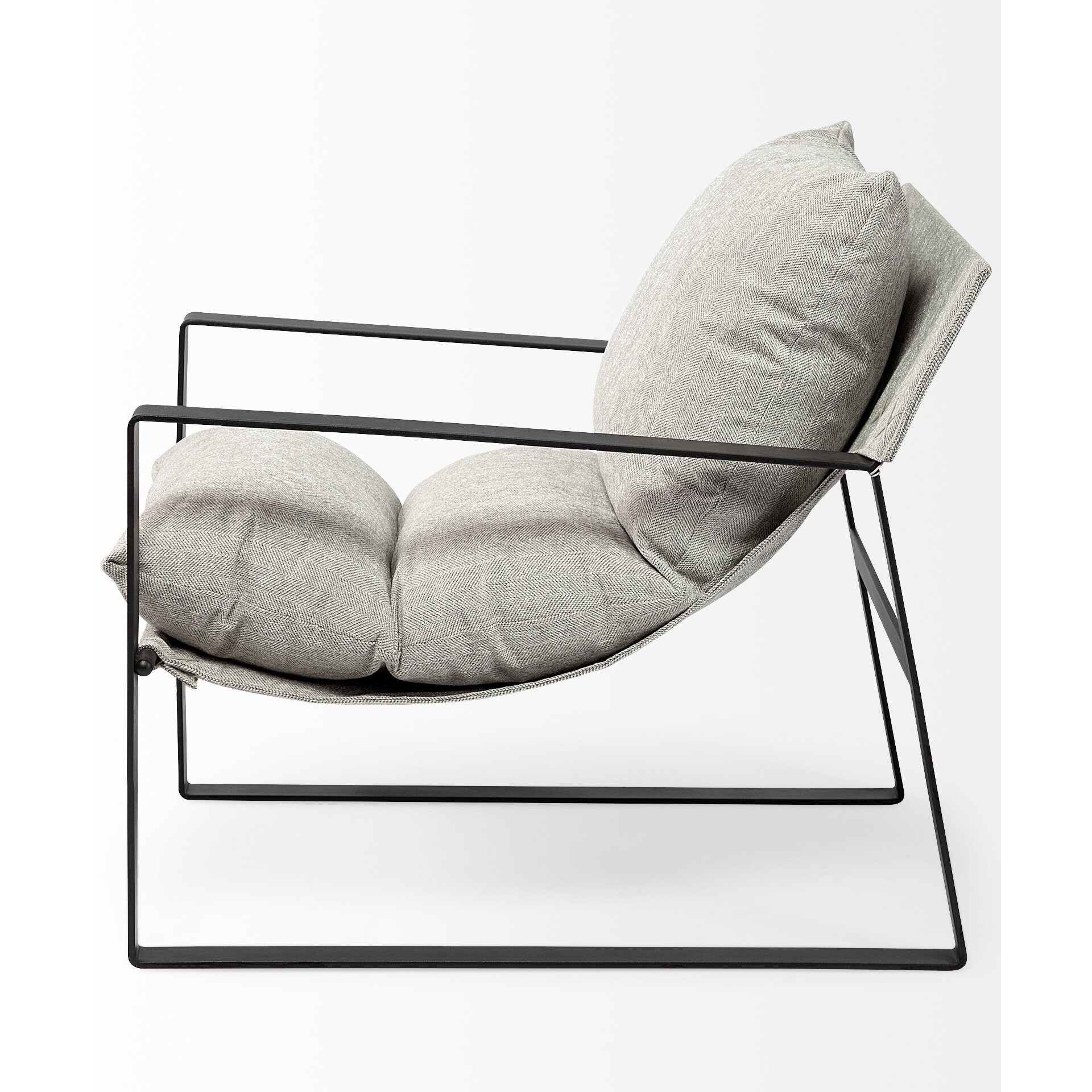 Ash Gray And Black Metal Sling Chair