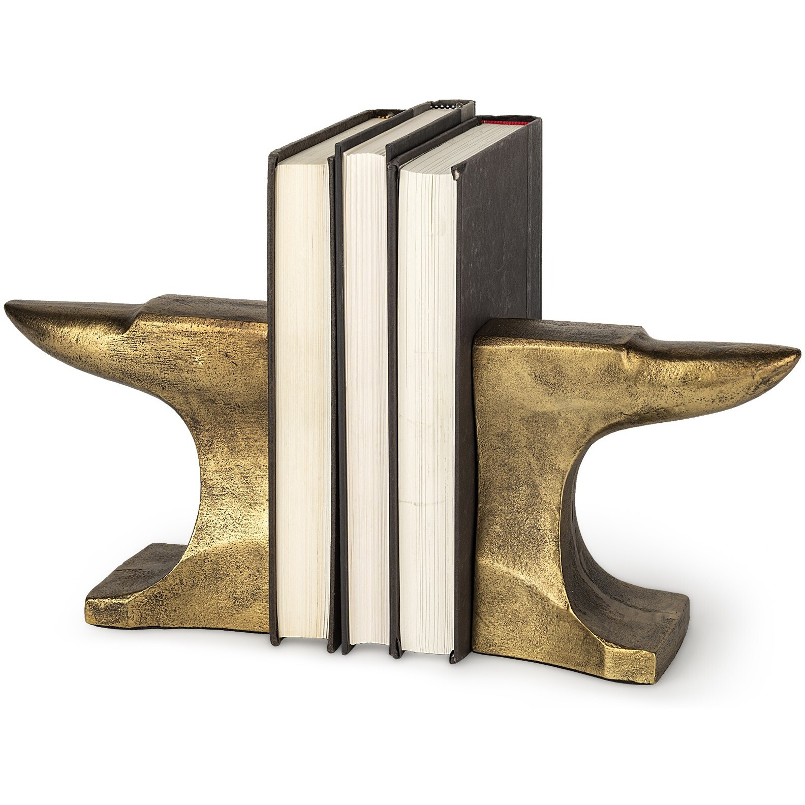 Distressed Brushed Gold Anvil Bookends