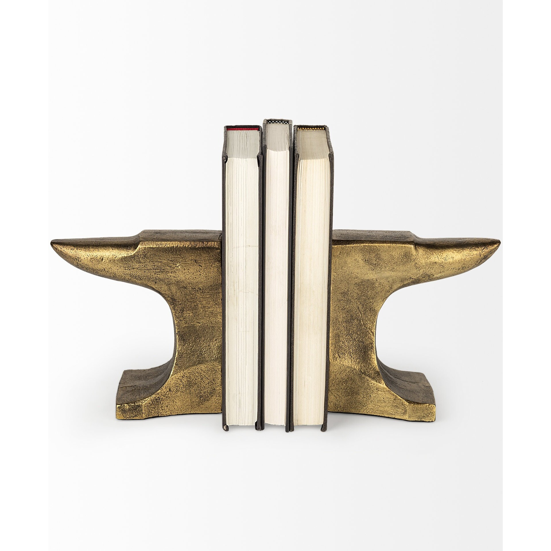 Distressed Brushed Gold Anvil Bookends