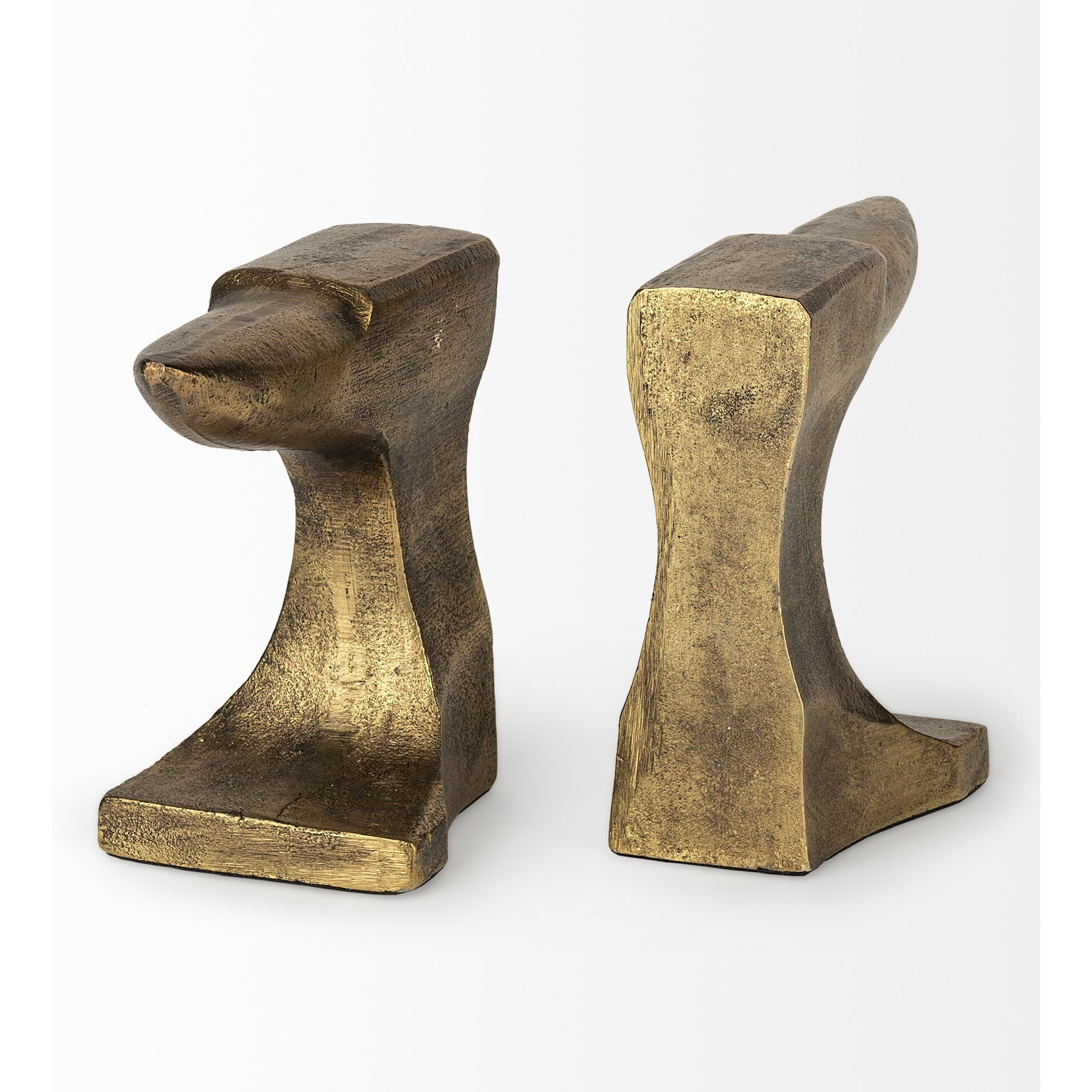Distressed Brushed Gold Anvil Bookends