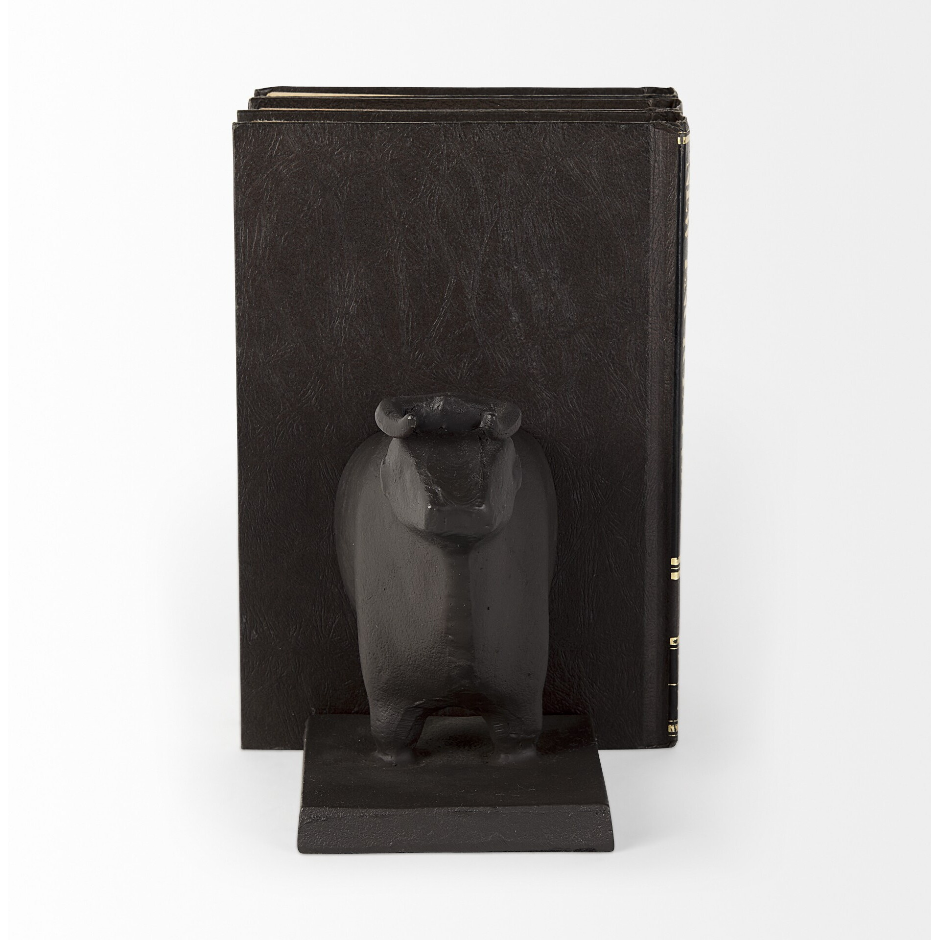 Black Cast Aluminum Bull Bookends