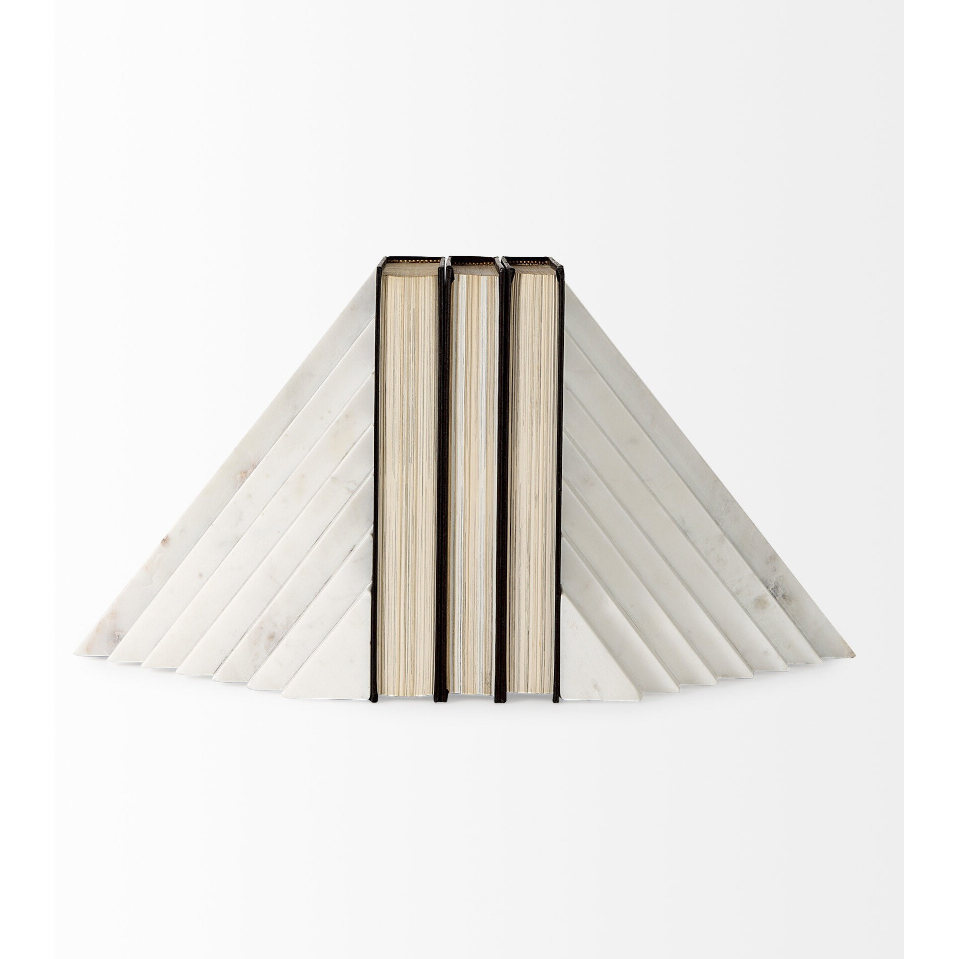 3D Modern Stepped Triangle Marble Bookends