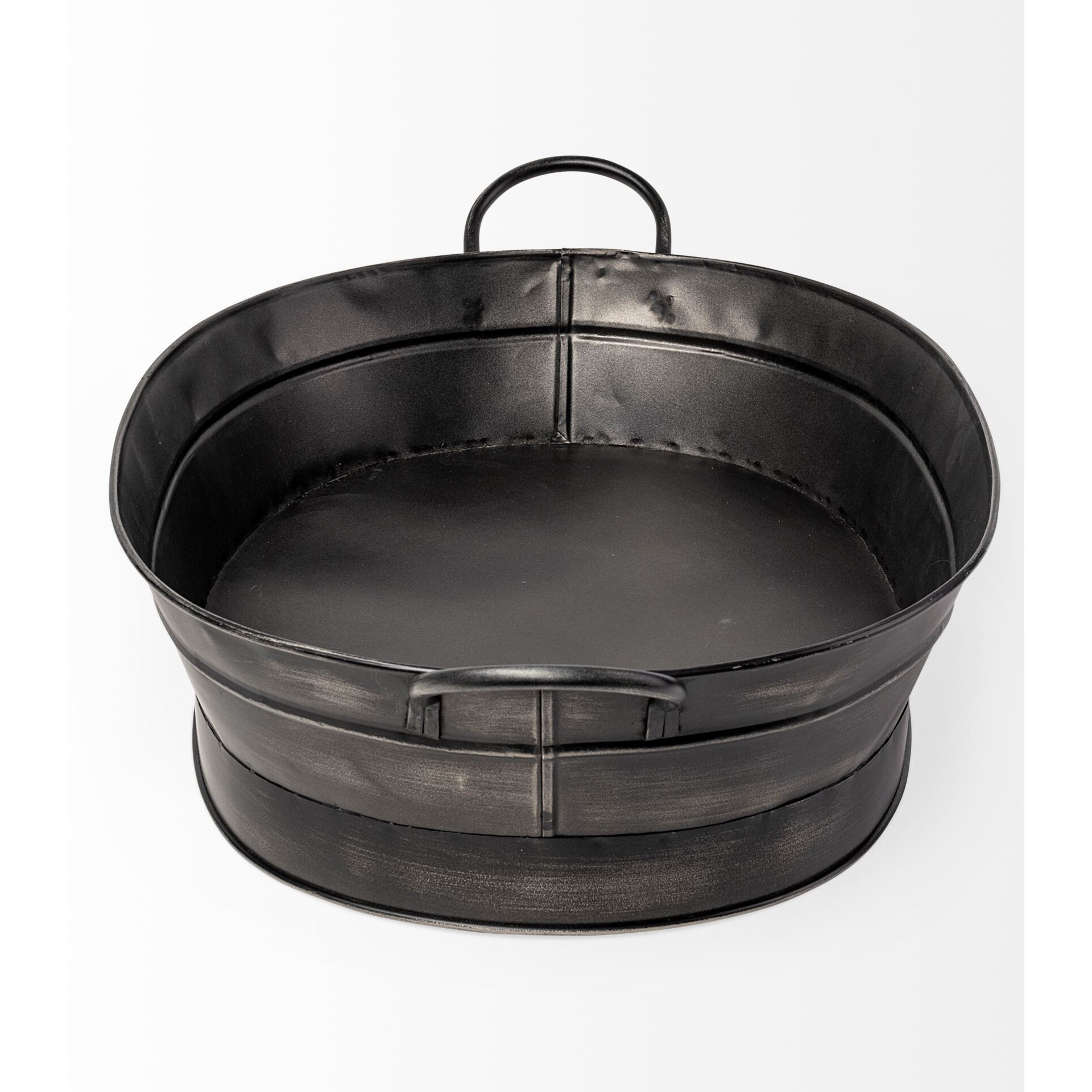 Vintage Black Metal Storage Basket