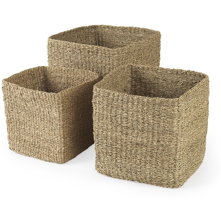 Set Of Three Square Wicker Storage Baskets
