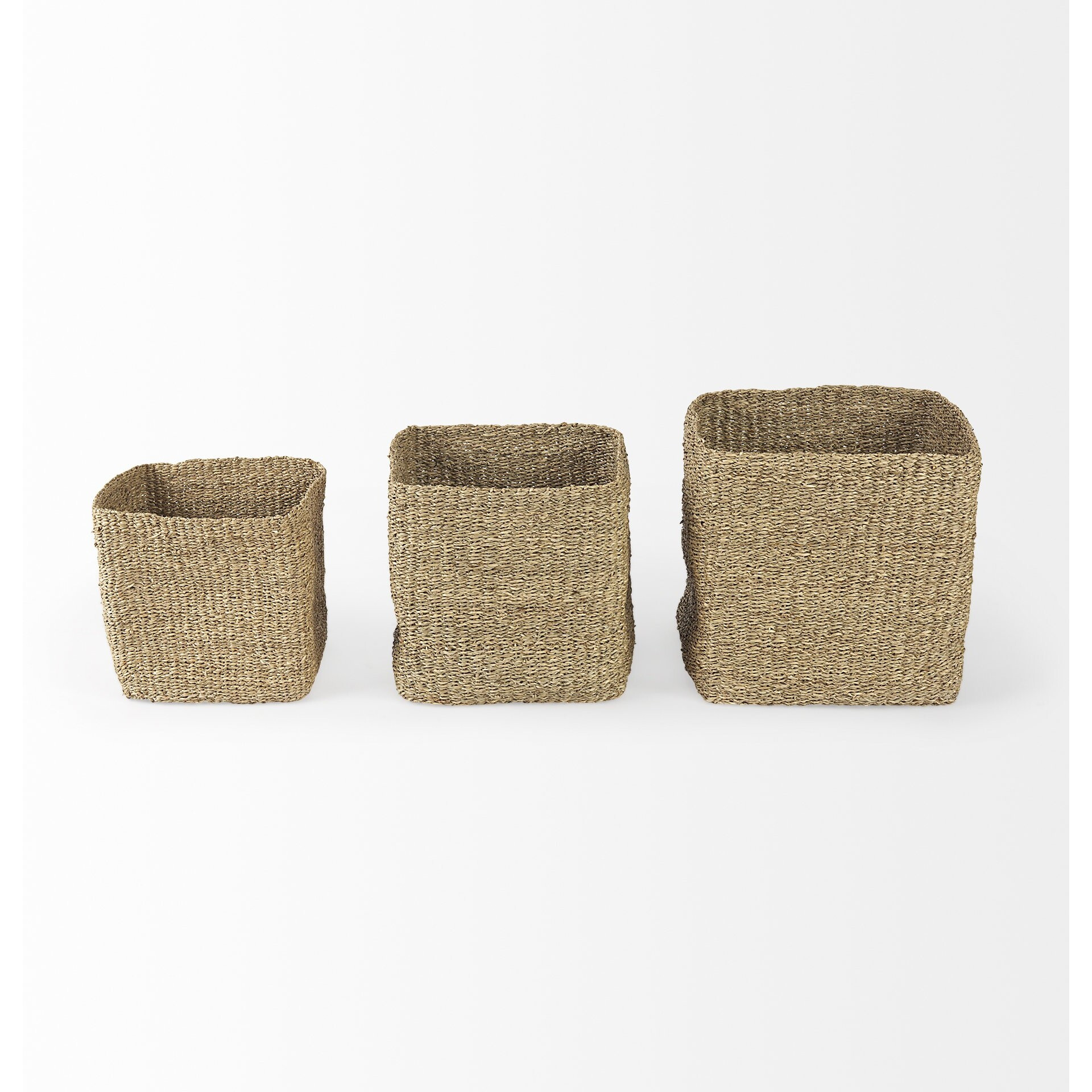 Set Of Three Square Wicker Storage Baskets