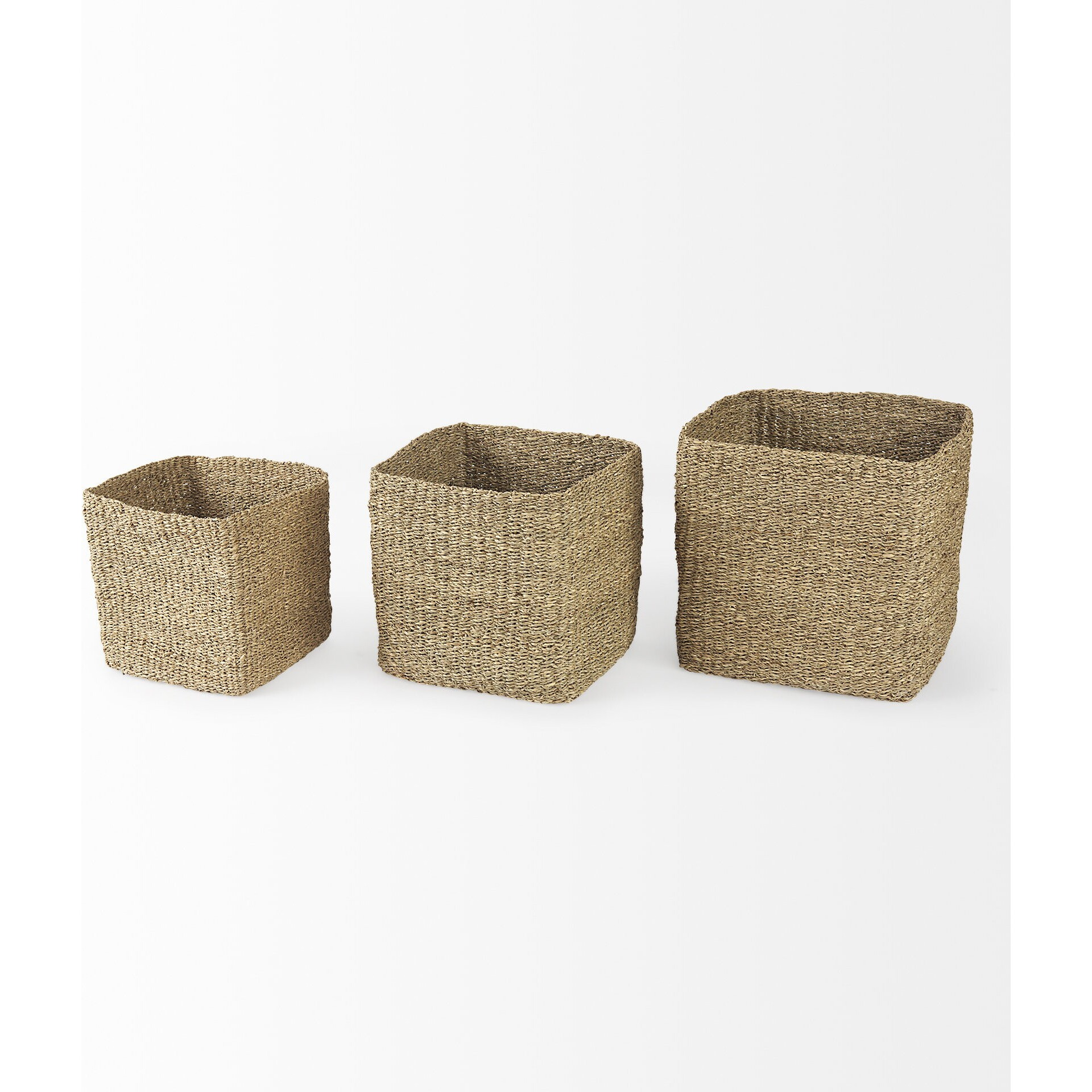 Set Of Three Square Wicker Storage Baskets