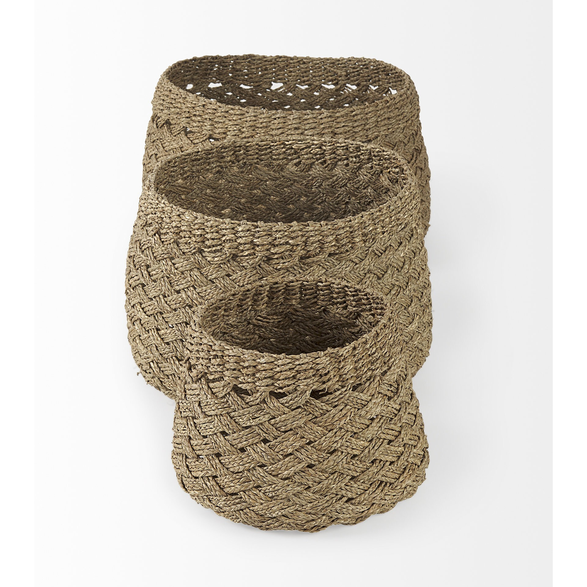 Set Of Three Woven Wicker Storage Baskets