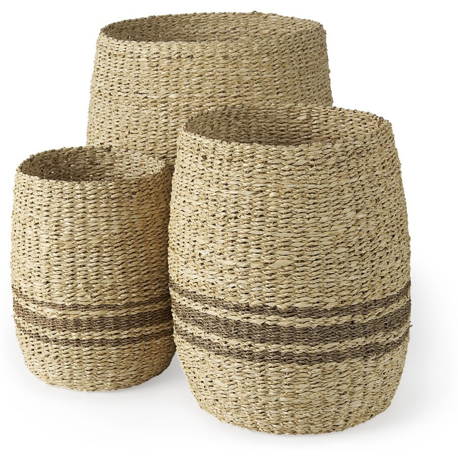 Set Of Three Detailed Wicker Storage Baskets