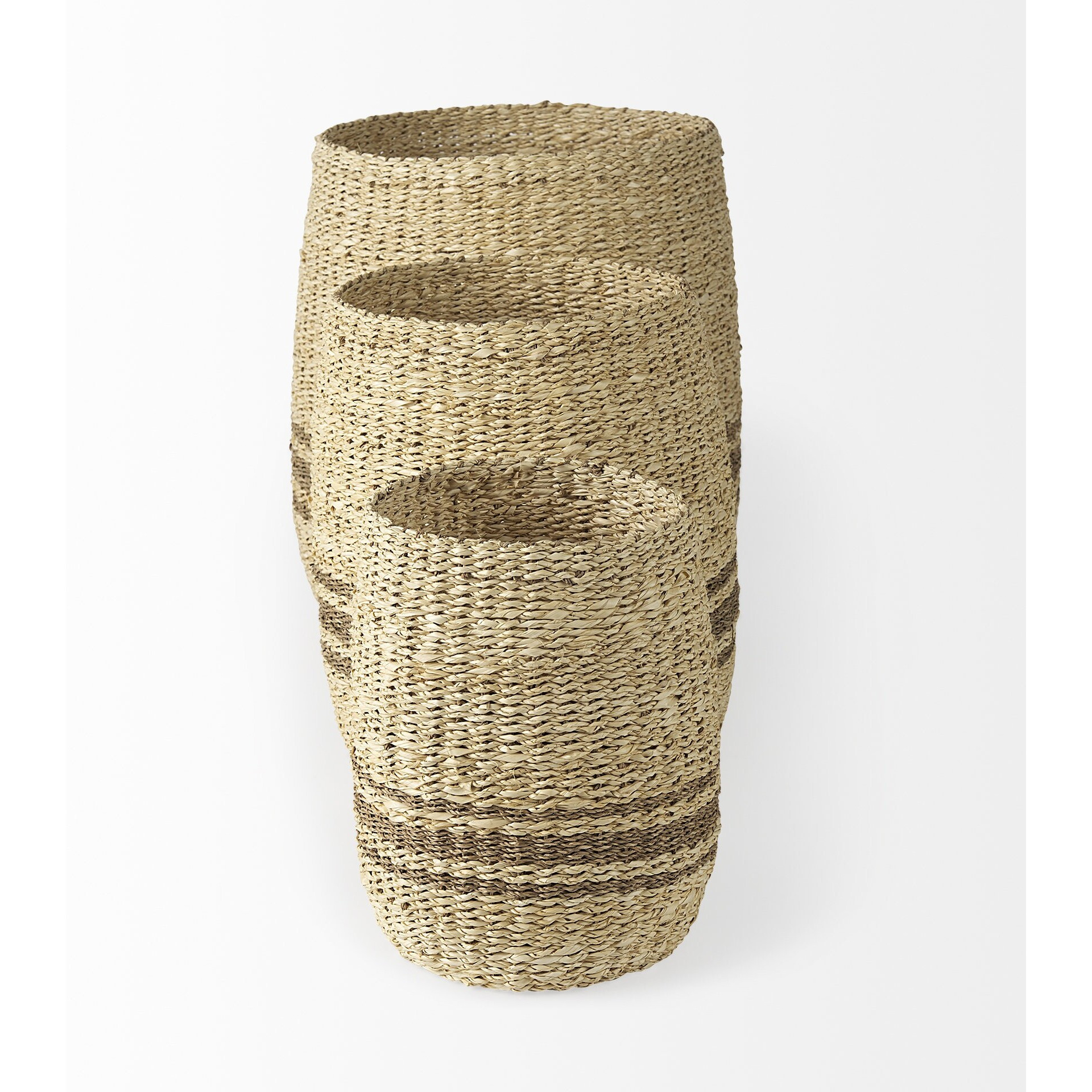 Set Of Three Detailed Wicker Storage Baskets