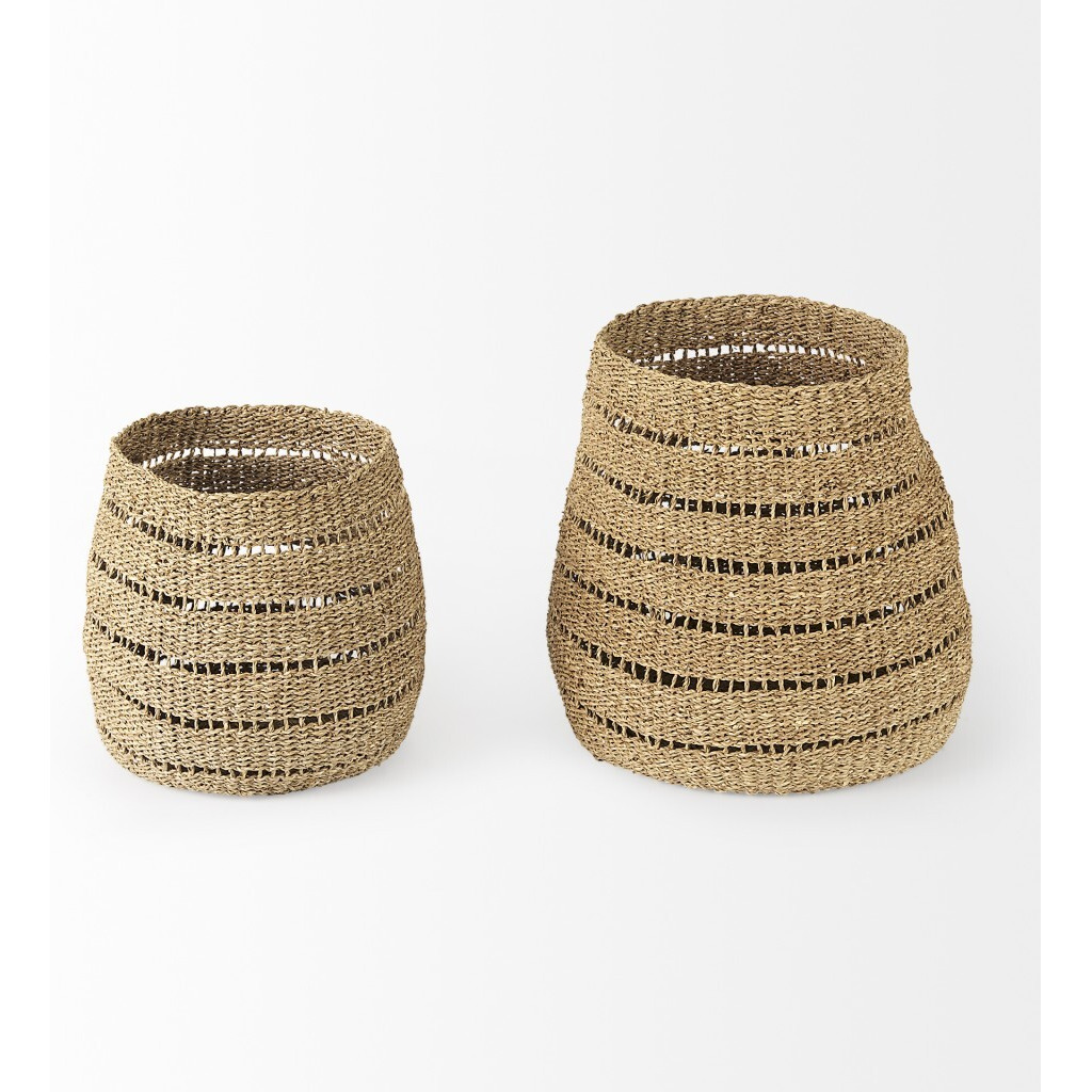 Set Of Two Woven Wicker  Storage Baskets