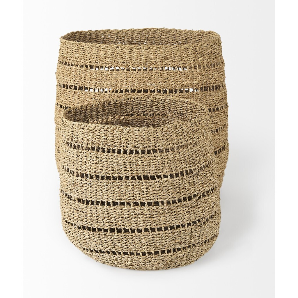 Set Of Two Woven Wicker  Storage Baskets