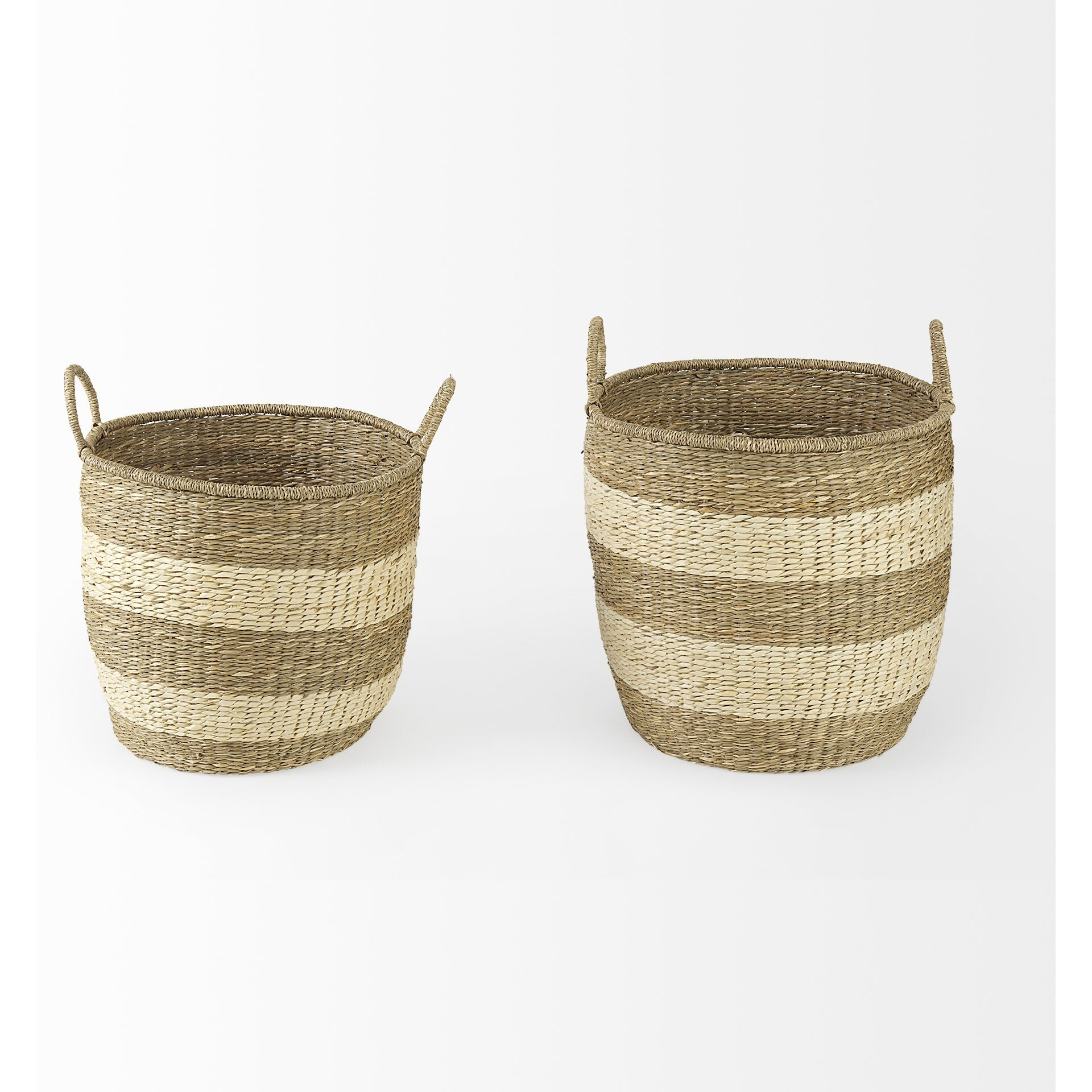 Set Of Two Round Wicker Storage Baskets
