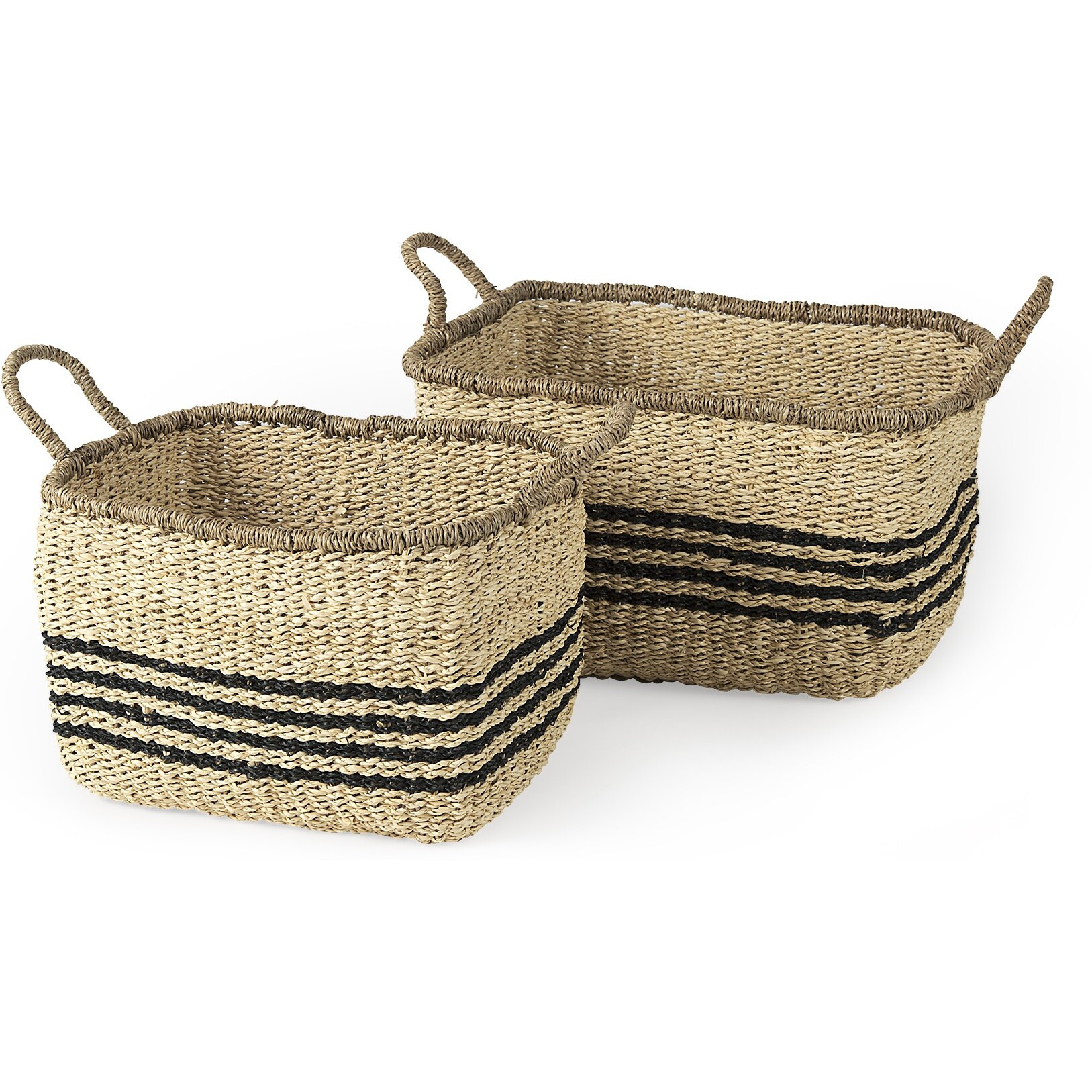 Set Of Two Striped Wicker Storage Baskets
