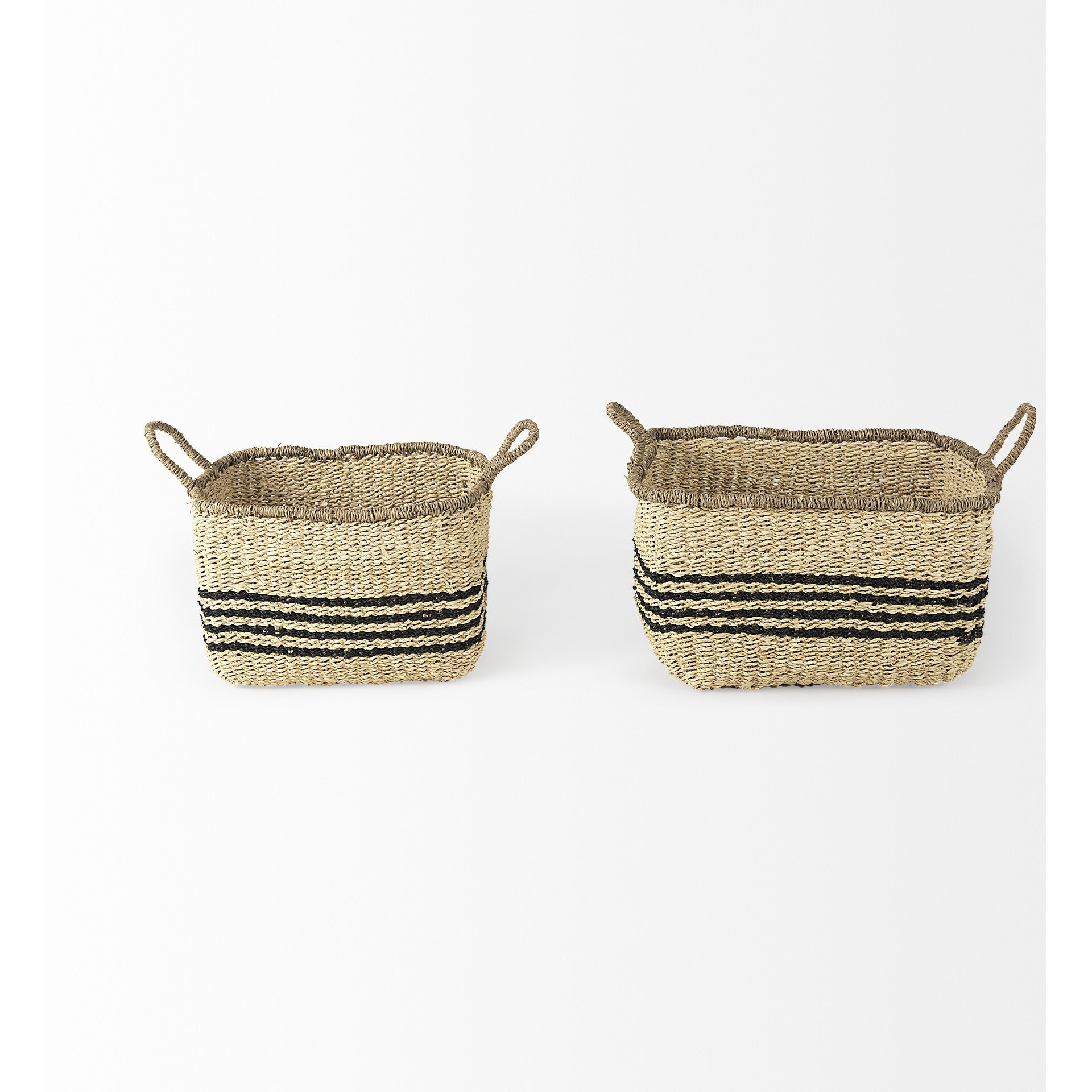 Set Of Two Striped Wicker Storage Baskets