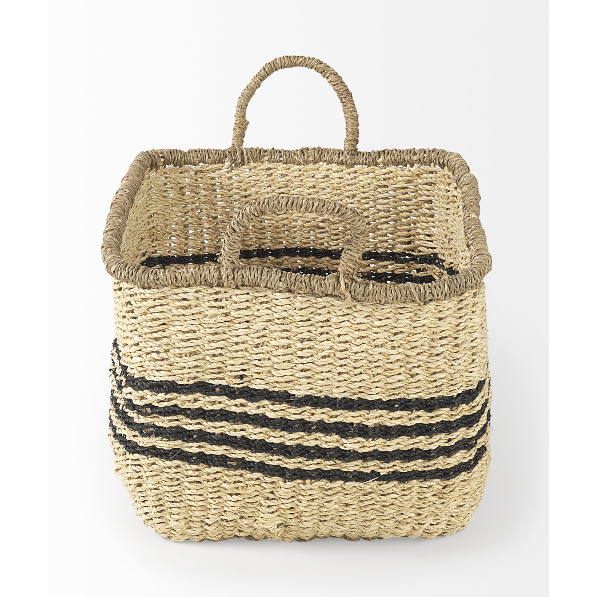 Set Of Two Striped Wicker Storage Baskets
