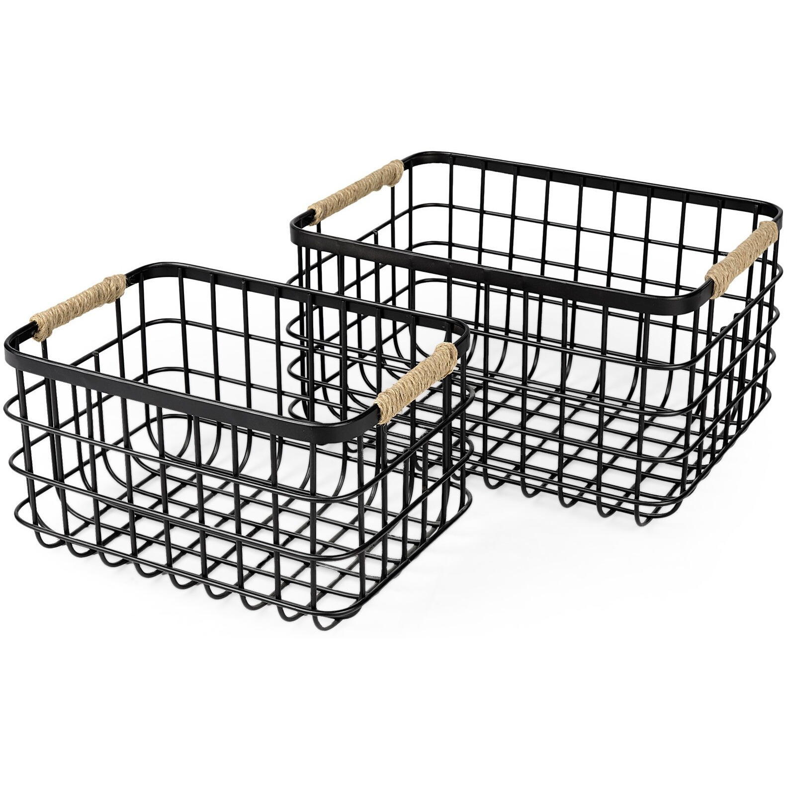 Set Of Two Black Metal Baskets