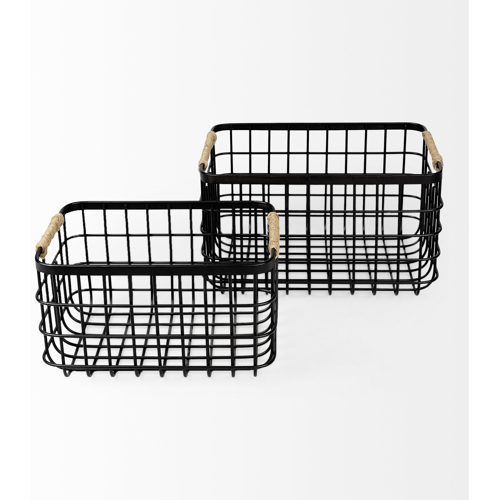 Set Of Two Black Metal Baskets
