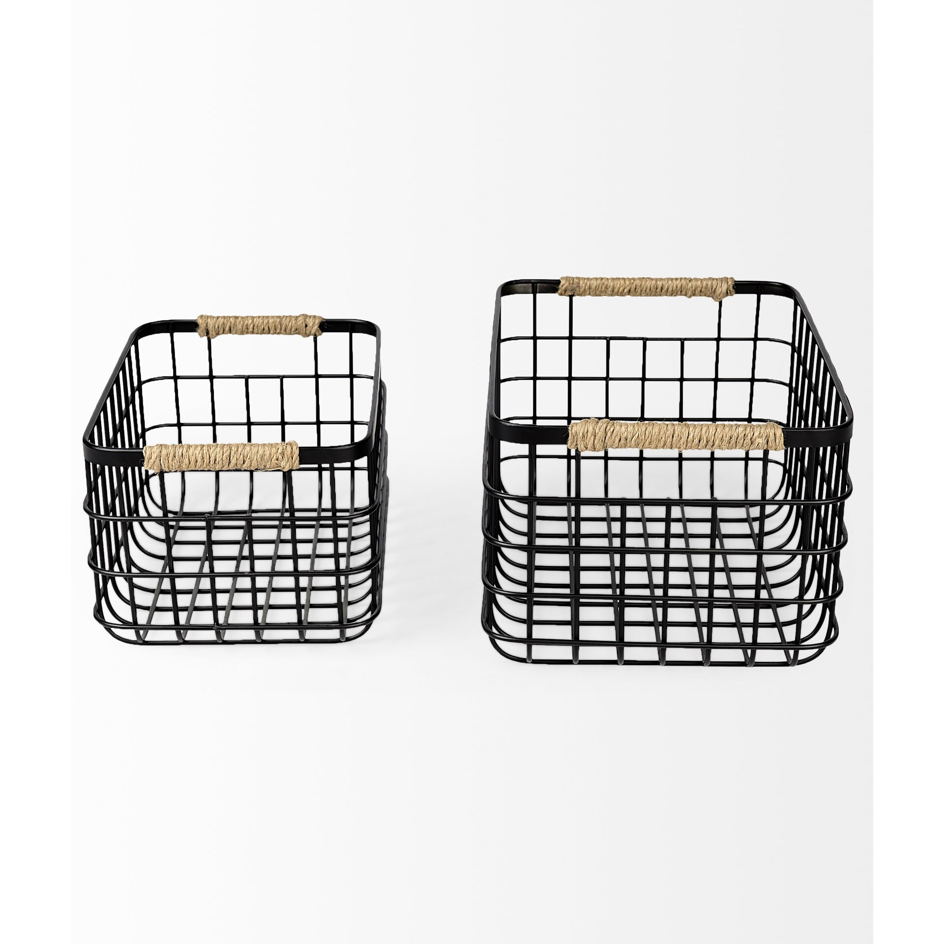 Set Of Two Black Metal Baskets