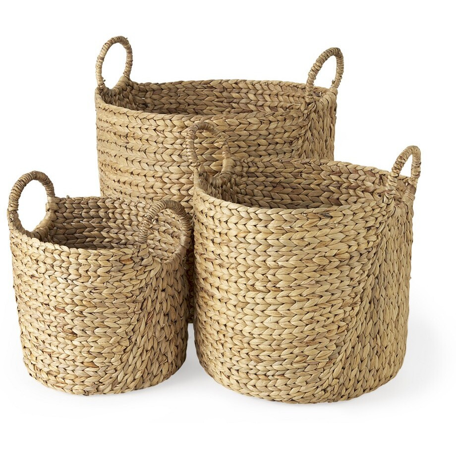 Set Of Three Braided Wicker Storage Baskets