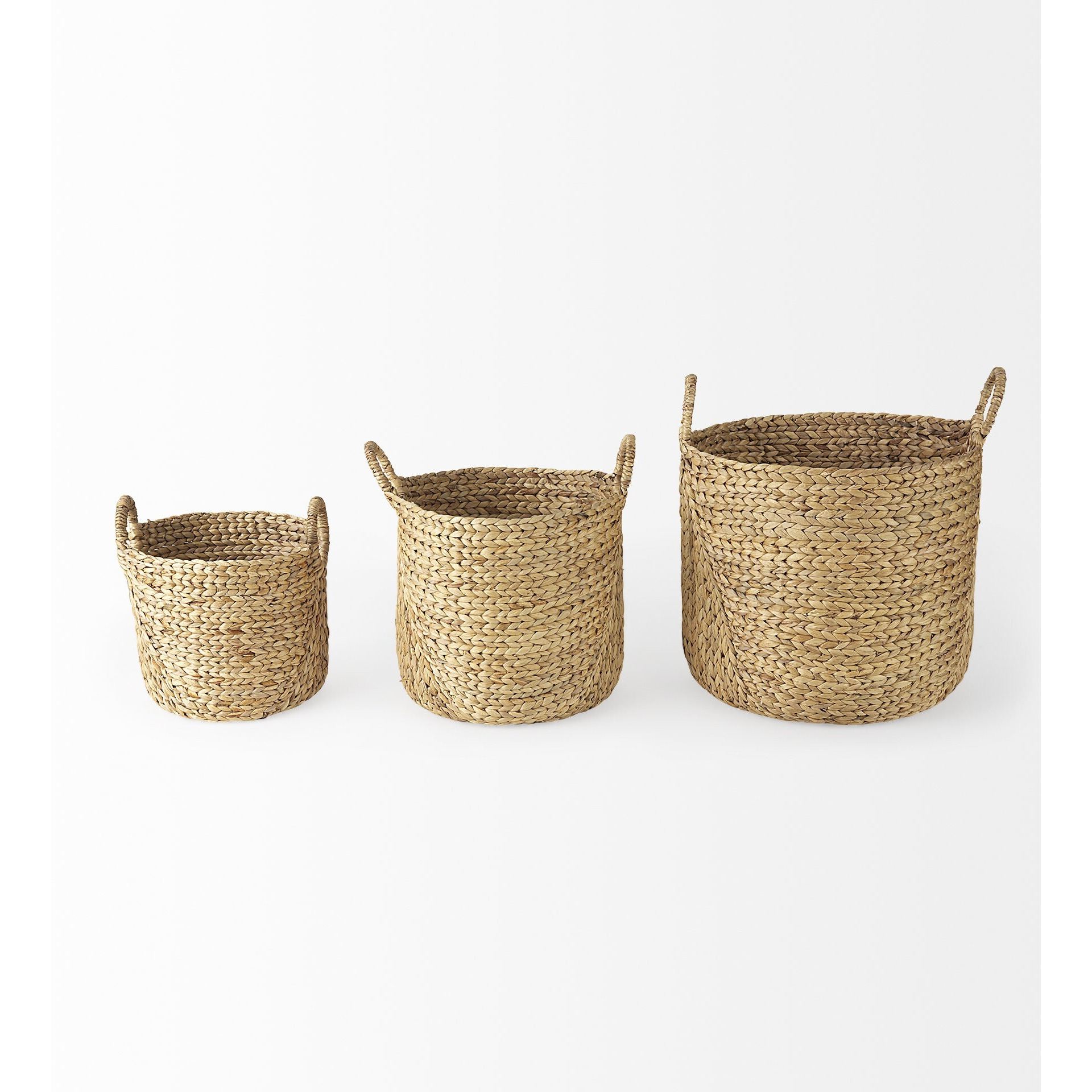 Set Of Three Braided Wicker Storage Baskets