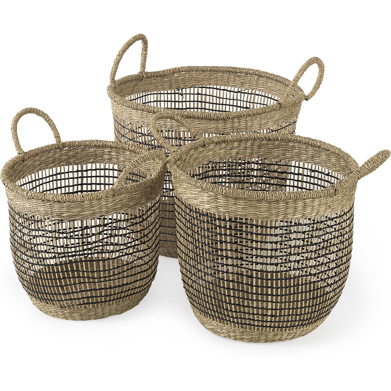 Set Of Three Light Brown Storage Baskets