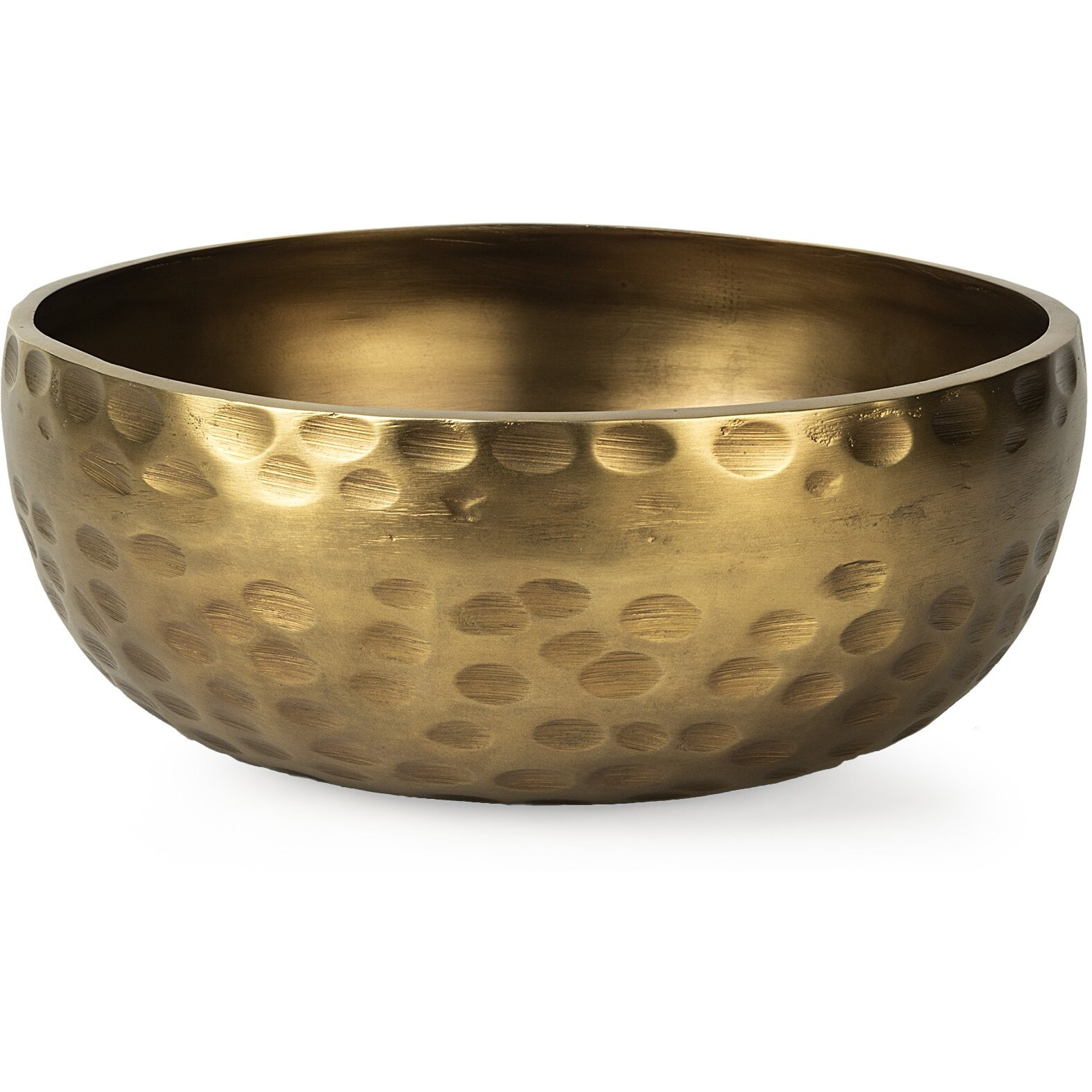 Antiqued Gold Hammered Artisan Low Bowl