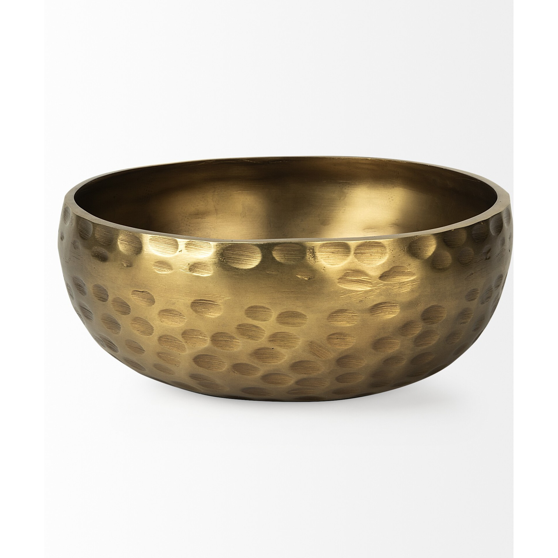 Antiqued Gold Hammered Artisan Low Bowl
