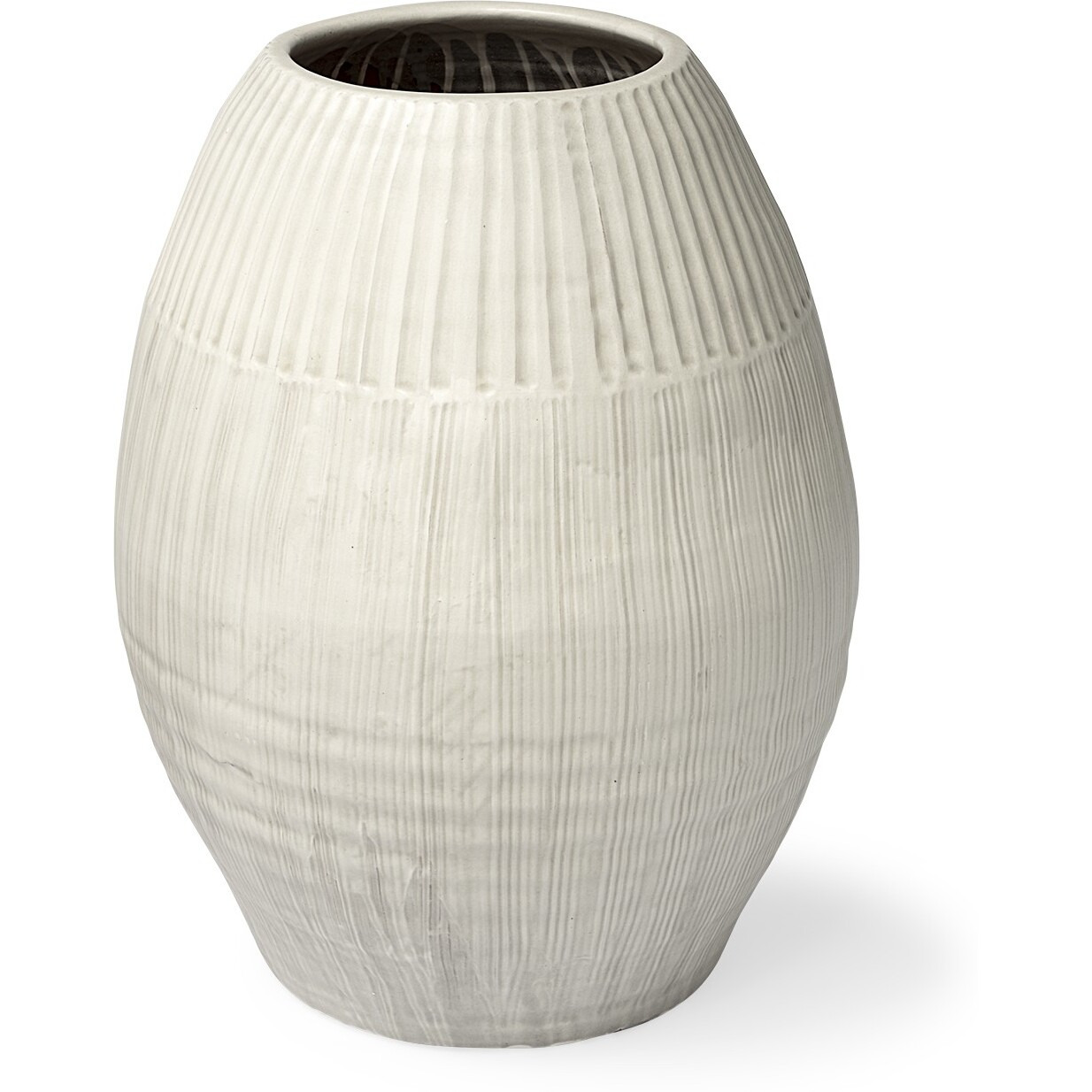 Petite White Embossed Stripes Ceramic Vase