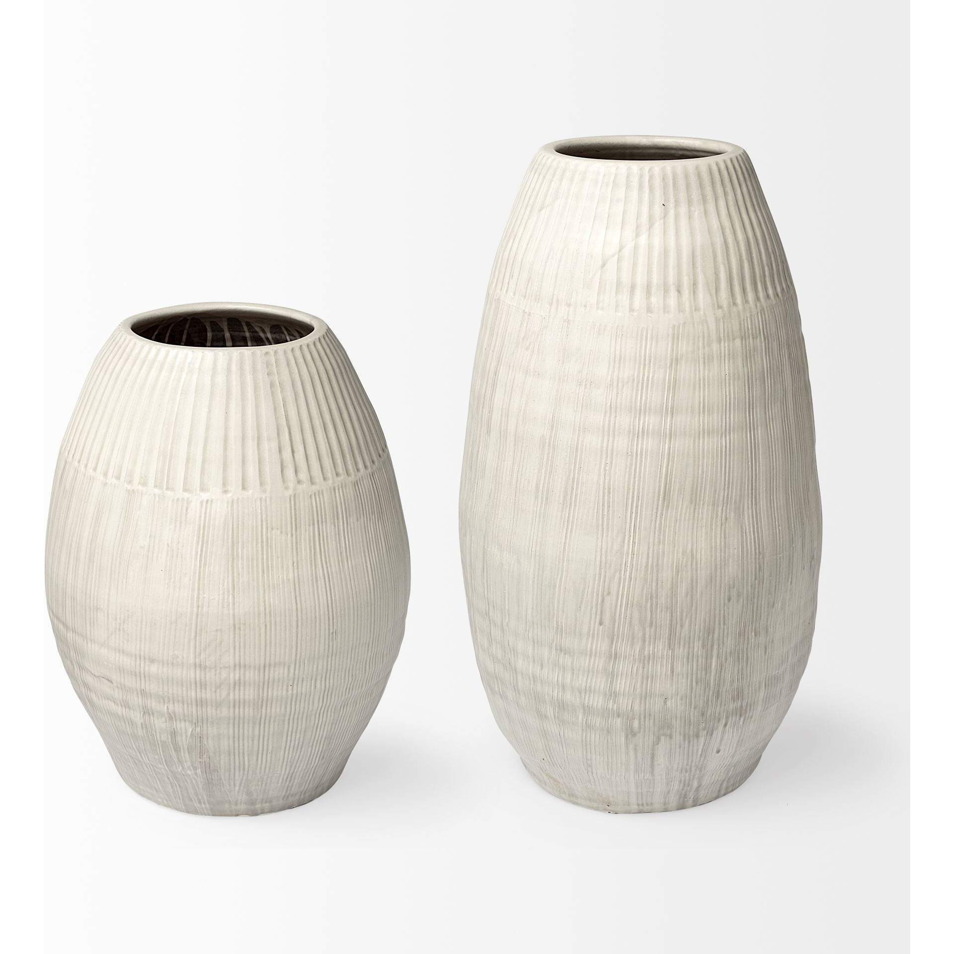Petite White Embossed Stripes Ceramic Vase