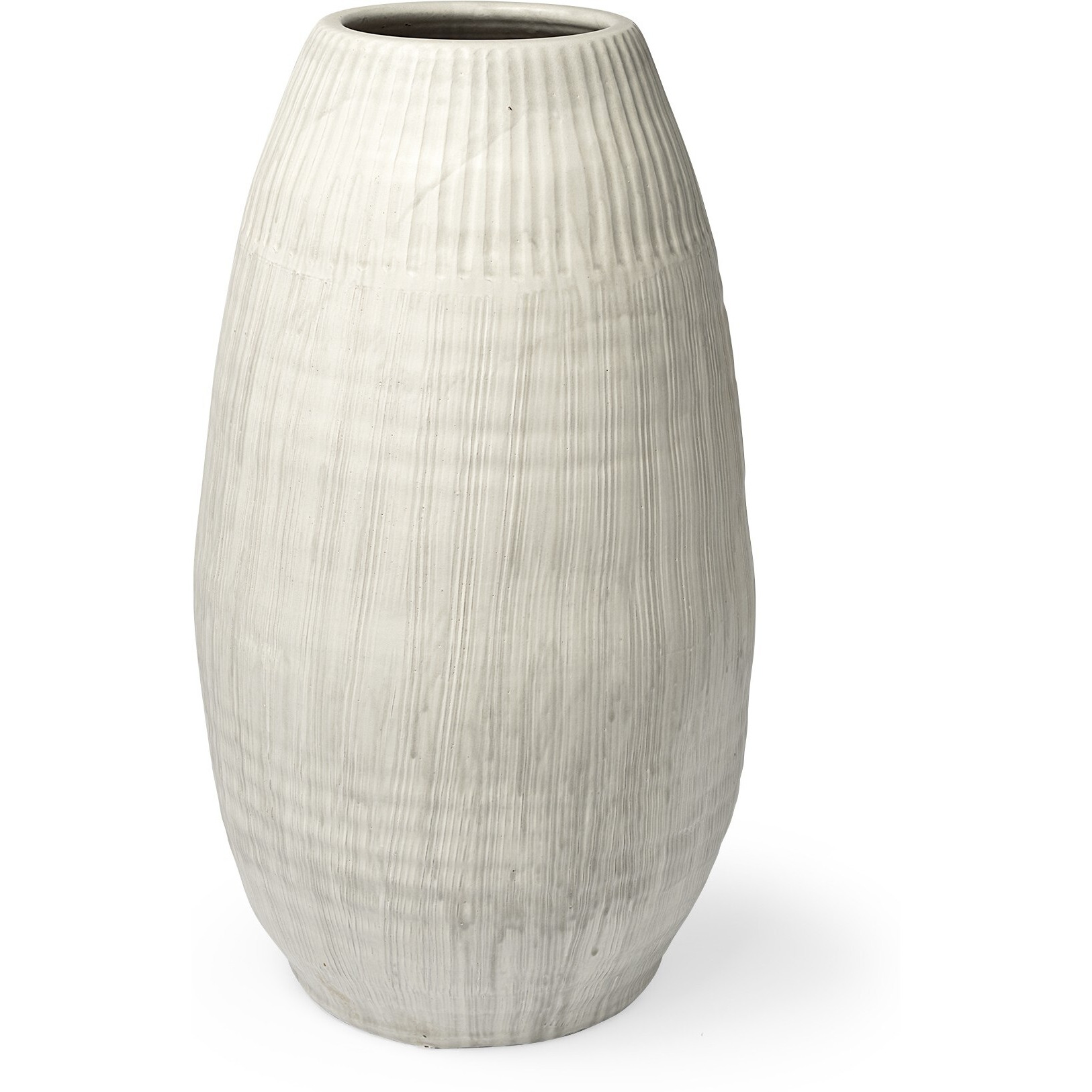 White Embossed Stripes Ceramic Vase