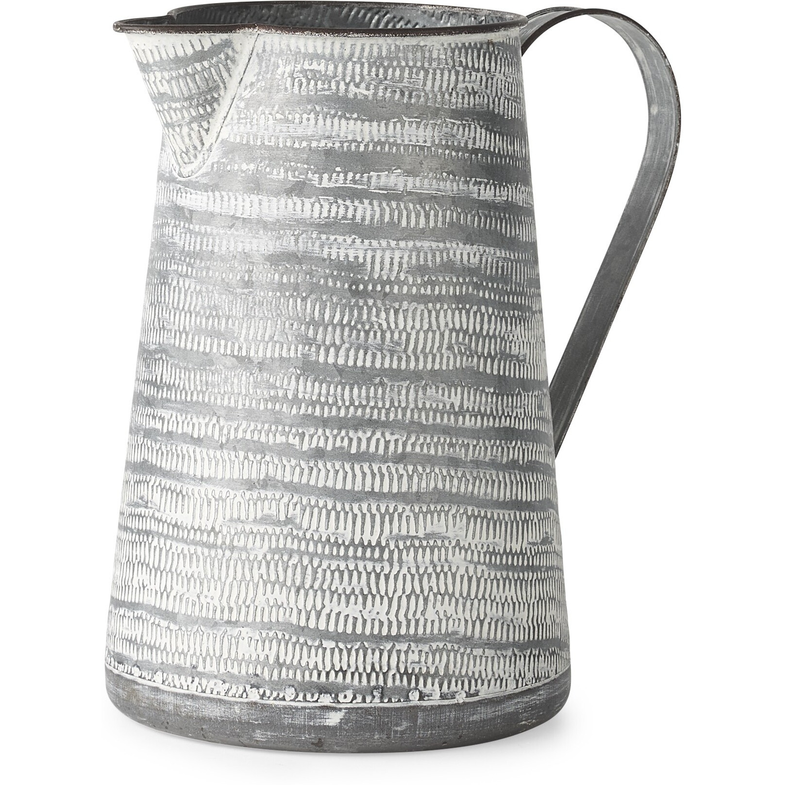 Gray And White Patterned Metal Jug