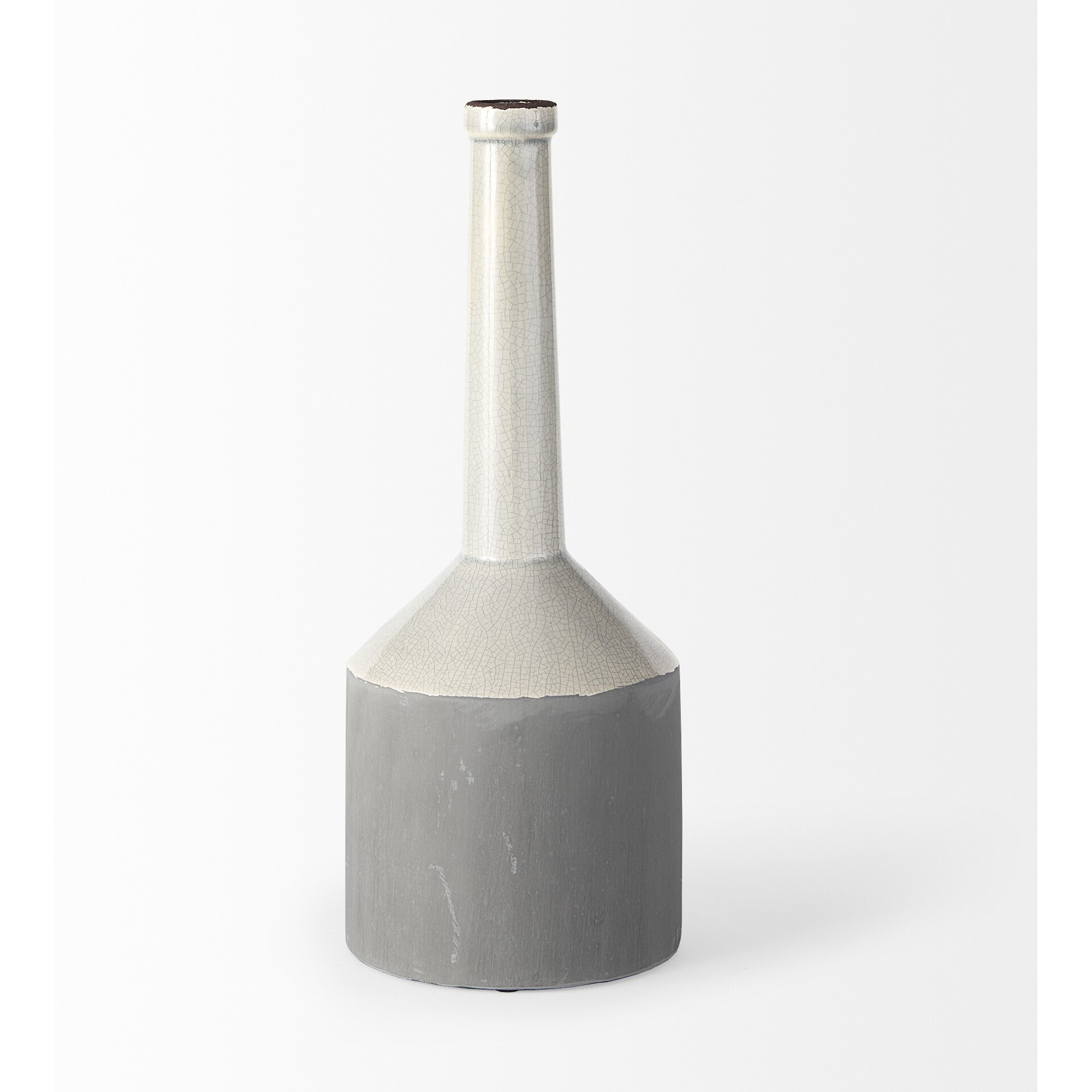 Jumbo White And Gray Jug Vase